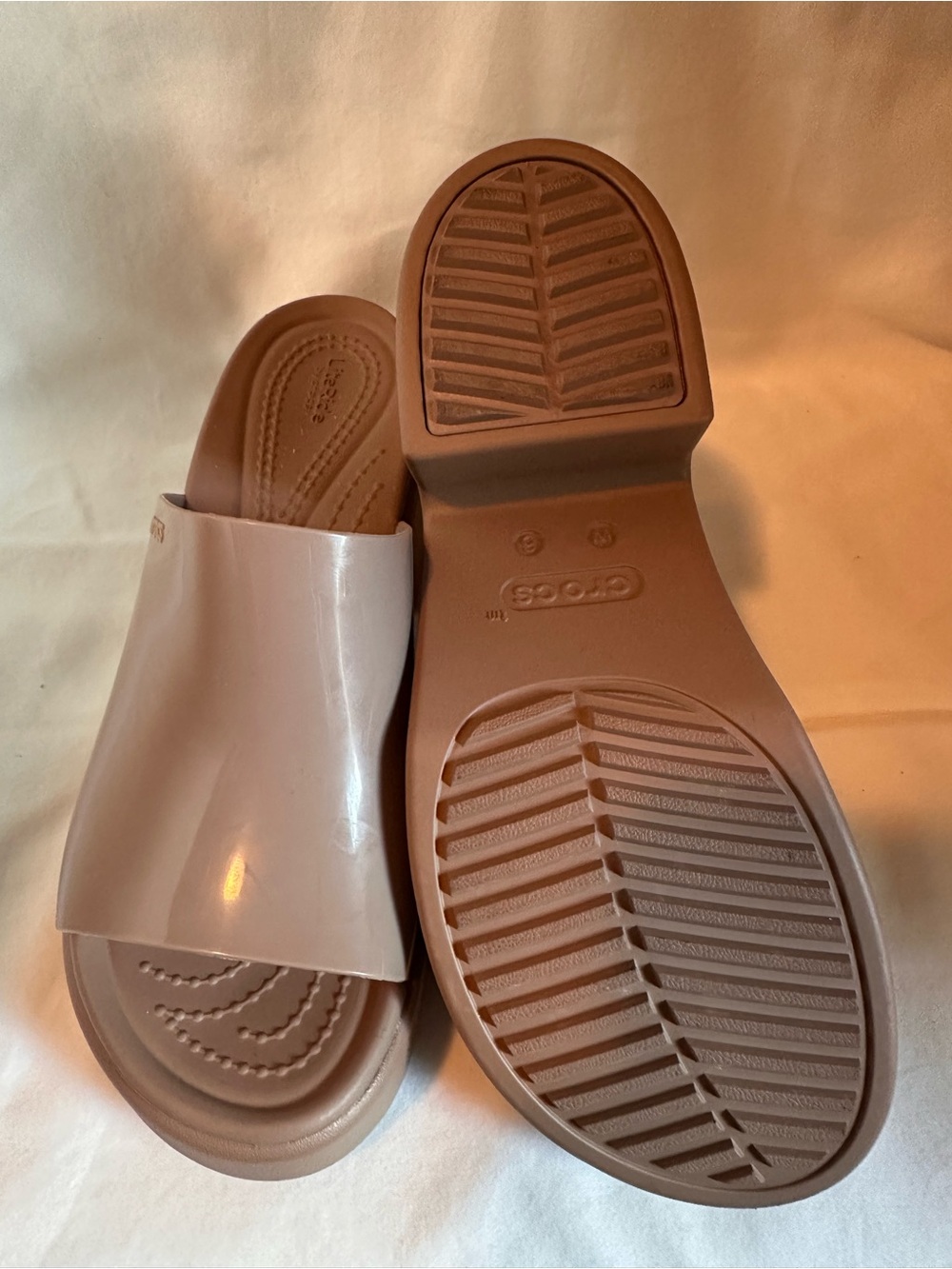 CROCS Women’s Platform Mule Slide - Taupe Brown - Picture 7 of 8